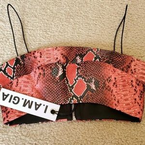 I.AM.GIA red snakeskin printed Anet crop top